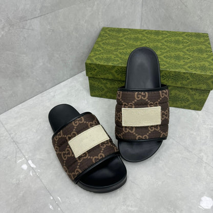 Monogram Quilted Slide Sandals