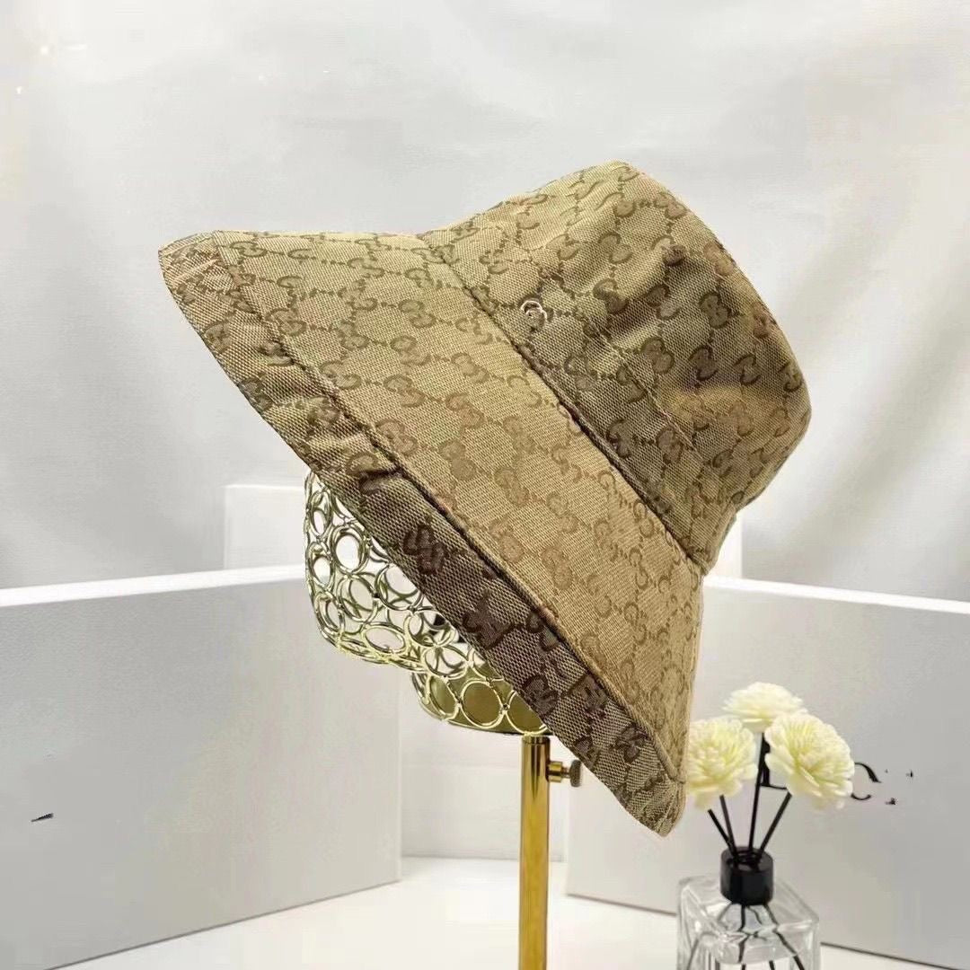 Vintage Monogram Jacquard Bucket Hat with Wide Brim
