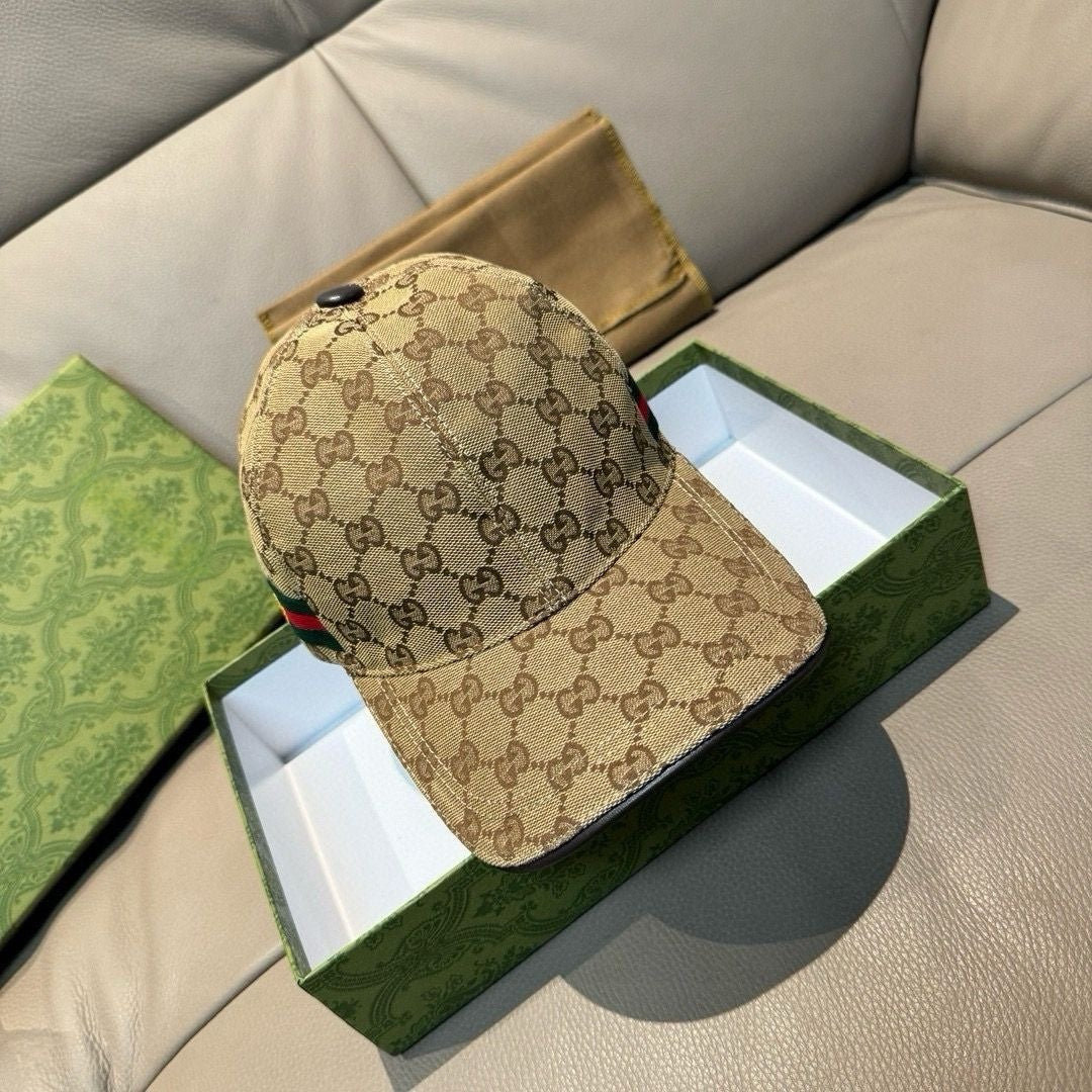 Monogram Jacquard Baseball Cap with Striped Band and Bee Detail