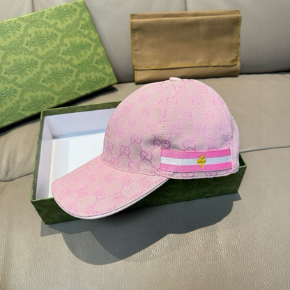 Monogram Jacquard Baseball Cap with Striped Band and Bee Detail