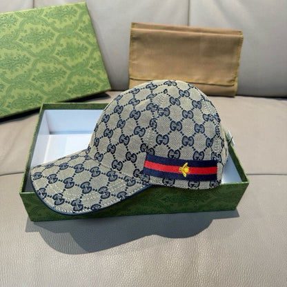 Monogram Jacquard Baseball Cap with Striped Band and Bee Detail