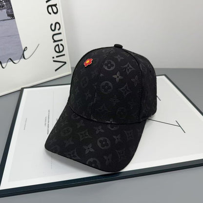 Monogram Jacquard Baseball Cap with Flower Pin Detail