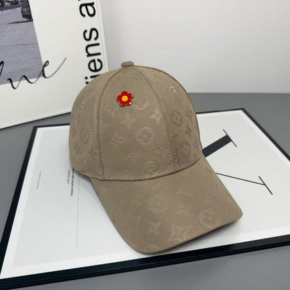 Monogram Jacquard Baseball Cap with Flower Pin Detail