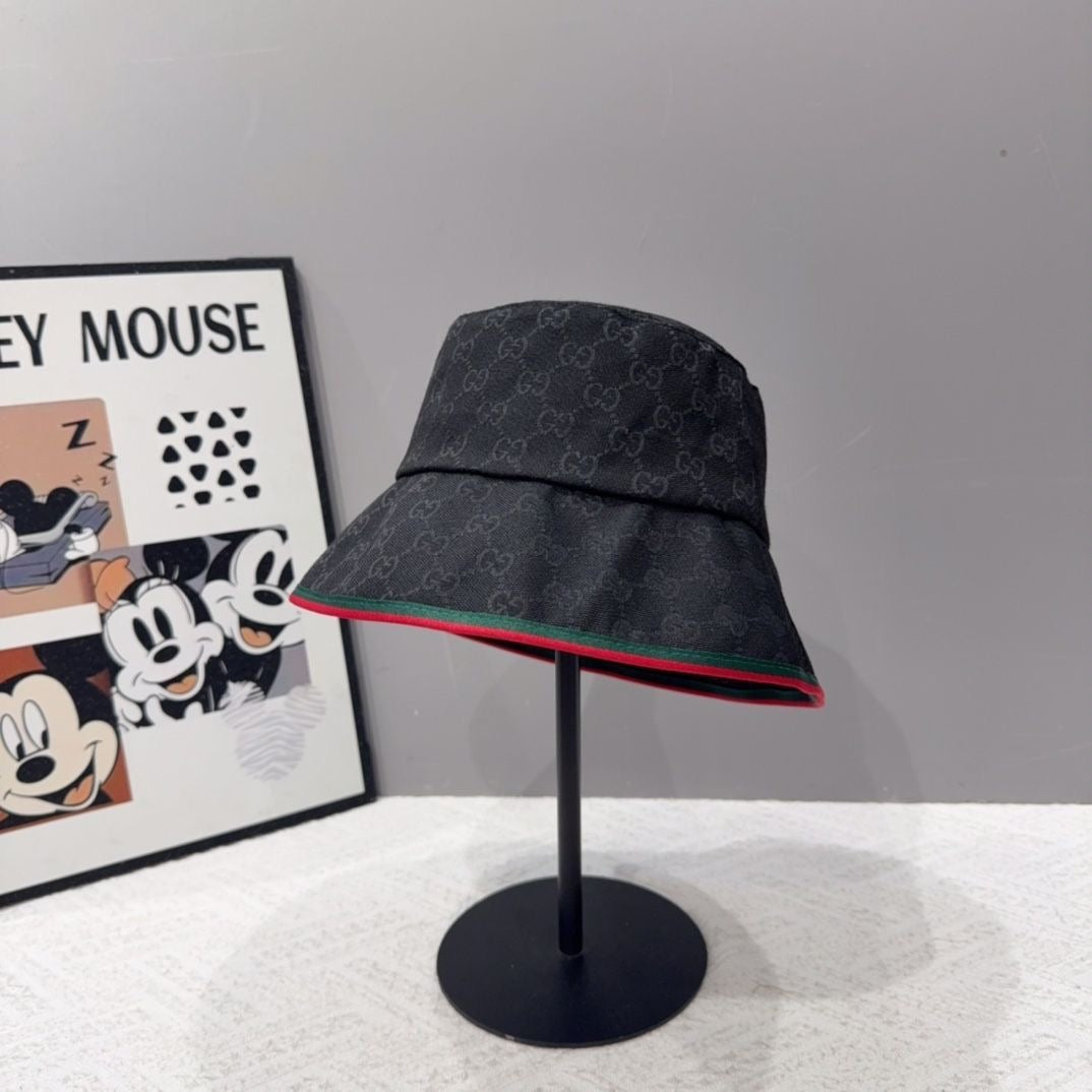 Monogram Jacquard Bucket Hat with Striped Trim