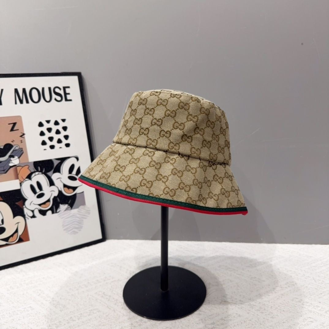 Monogram Jacquard Bucket Hat with Striped Trim