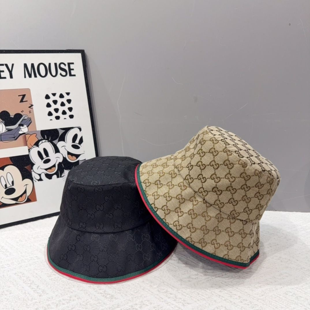 Monogram Jacquard Bucket Hat with Striped Trim