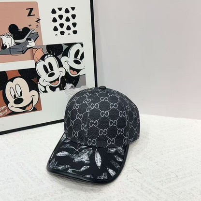 Monogram Jacquard Baseball Cap with Botanical Print Brim