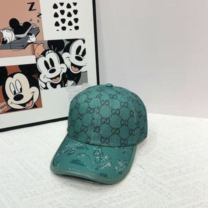 Monogram Jacquard Baseball Cap with Botanical Print Brim