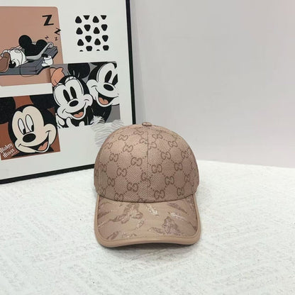 Monogram Jacquard Baseball Cap with Botanical Print Brim