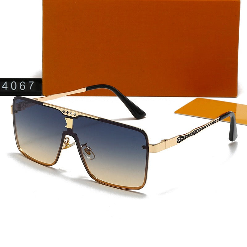 Oversized One-Piece Square Metal Frame Sunglasses Description: