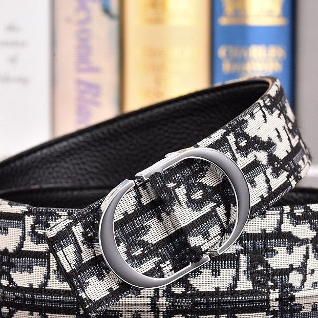 Vintage Jacquard Fabric Double Ring Buckle Belt