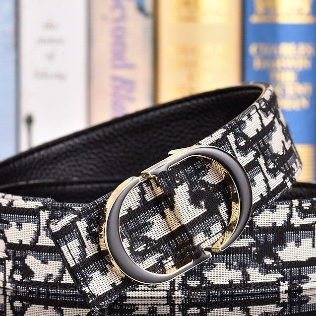 Vintage Jacquard Fabric Double Ring Buckle Belt
