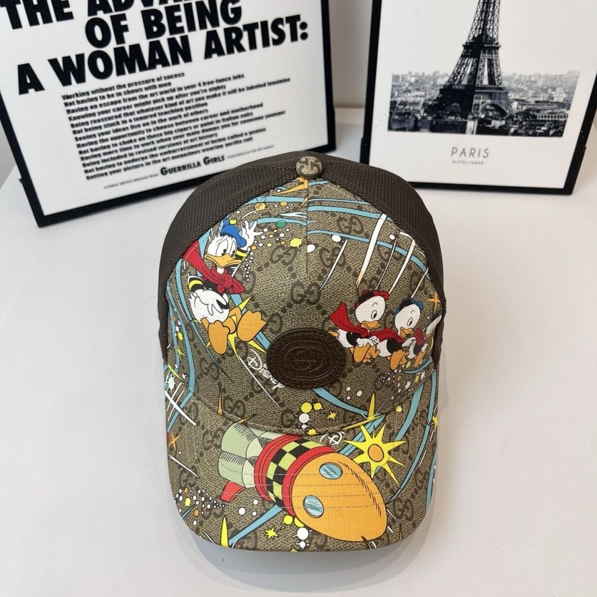 Cartoon Print Monogram Mesh Trucker Cap
