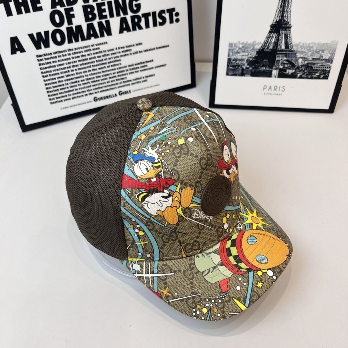 Cartoon Print Monogram Mesh Trucker Cap