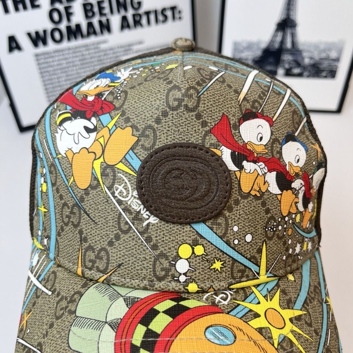 Cartoon Print Monogram Mesh Trucker Cap