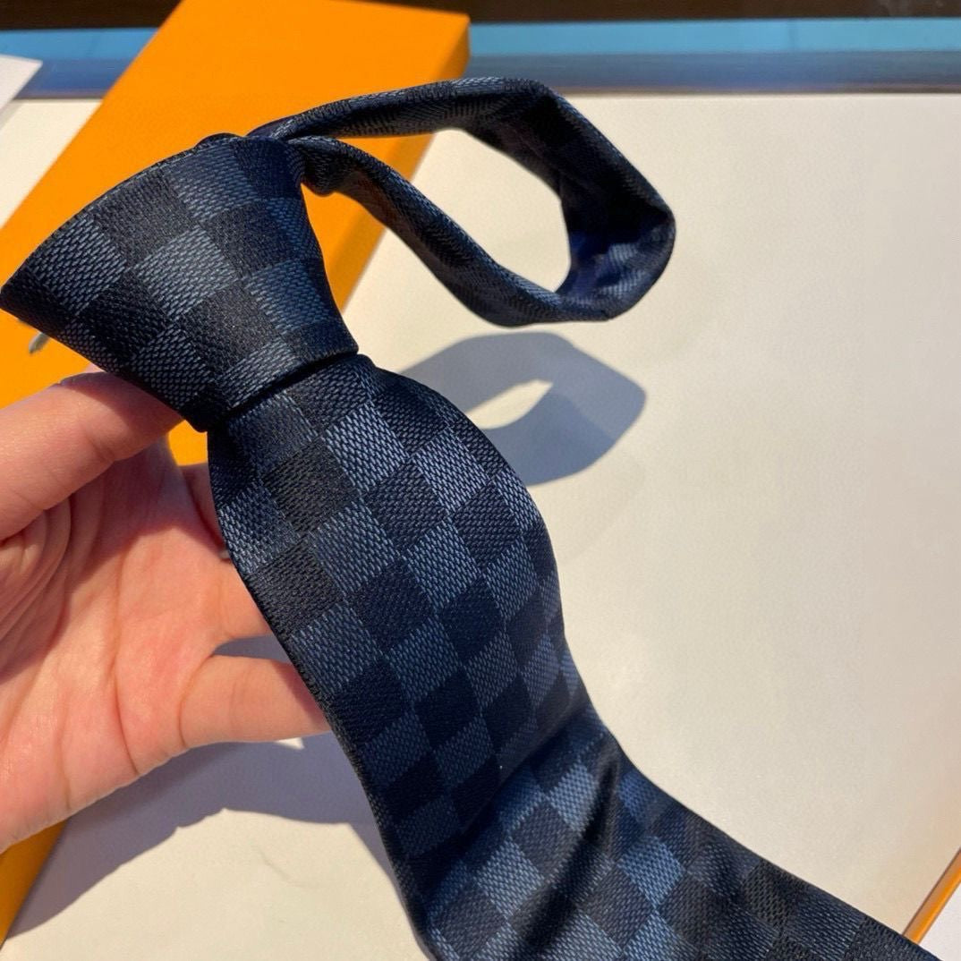 Two-Tone Check Jacquard Silk Necktie