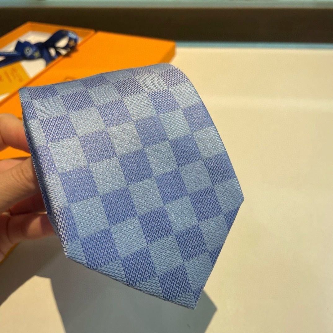 Two-Tone Check Jacquard Silk Necktie