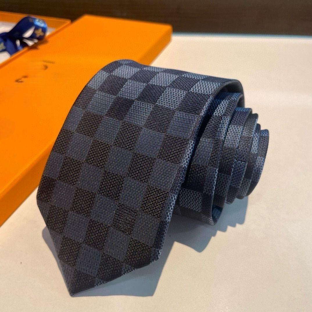 Two-Tone Check Jacquard Silk Necktie
