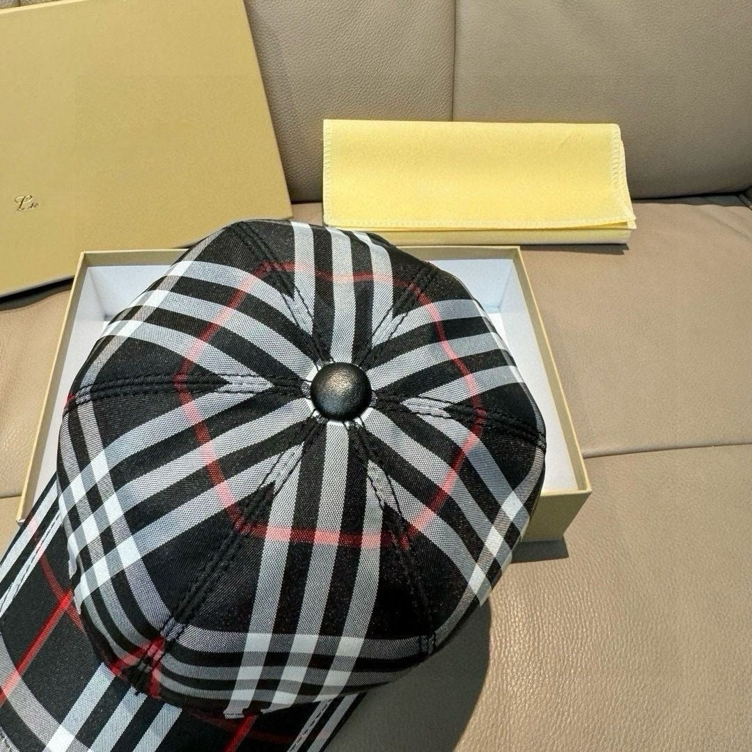 Vintage Check Print Baseball Cap