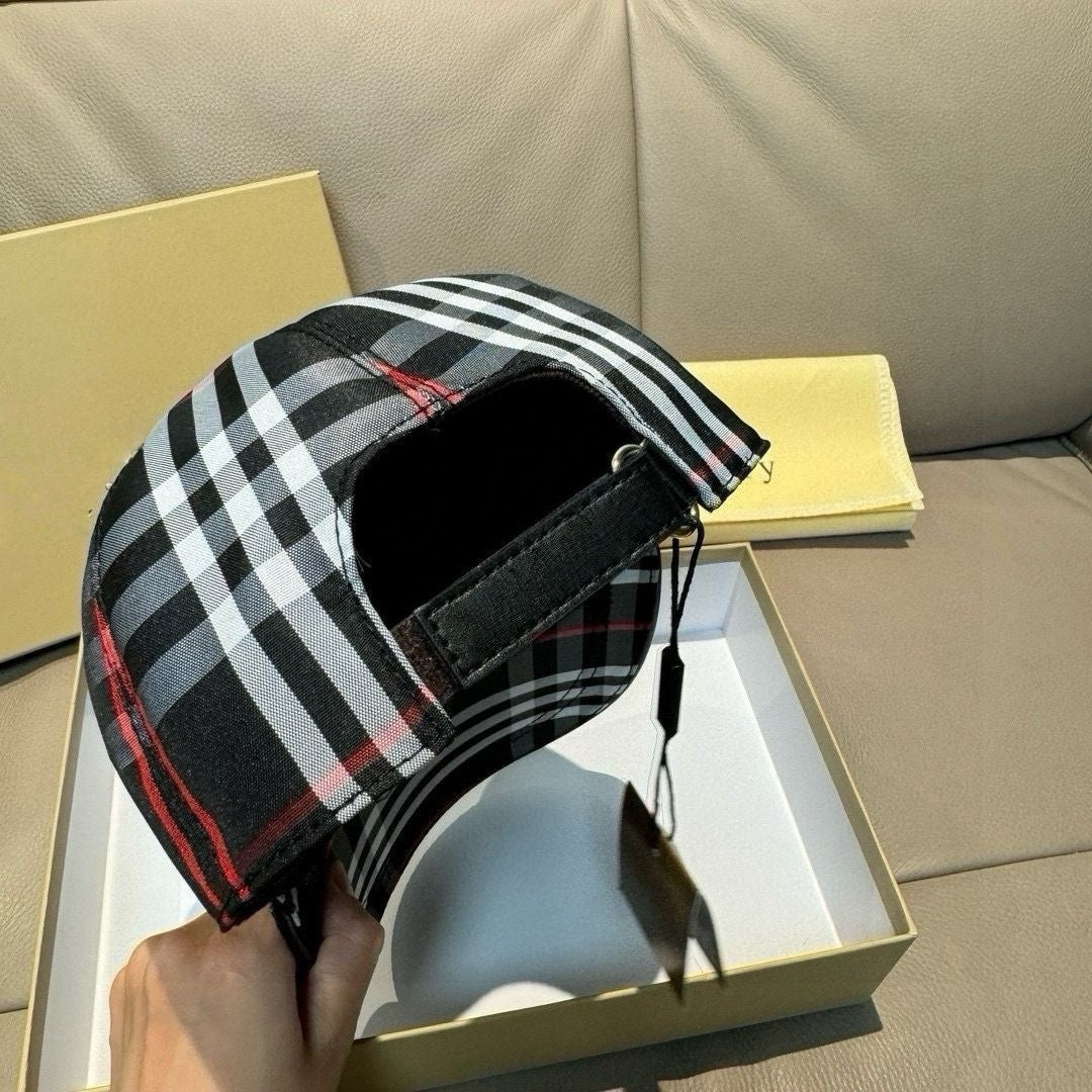 Vintage Check Print Baseball Cap