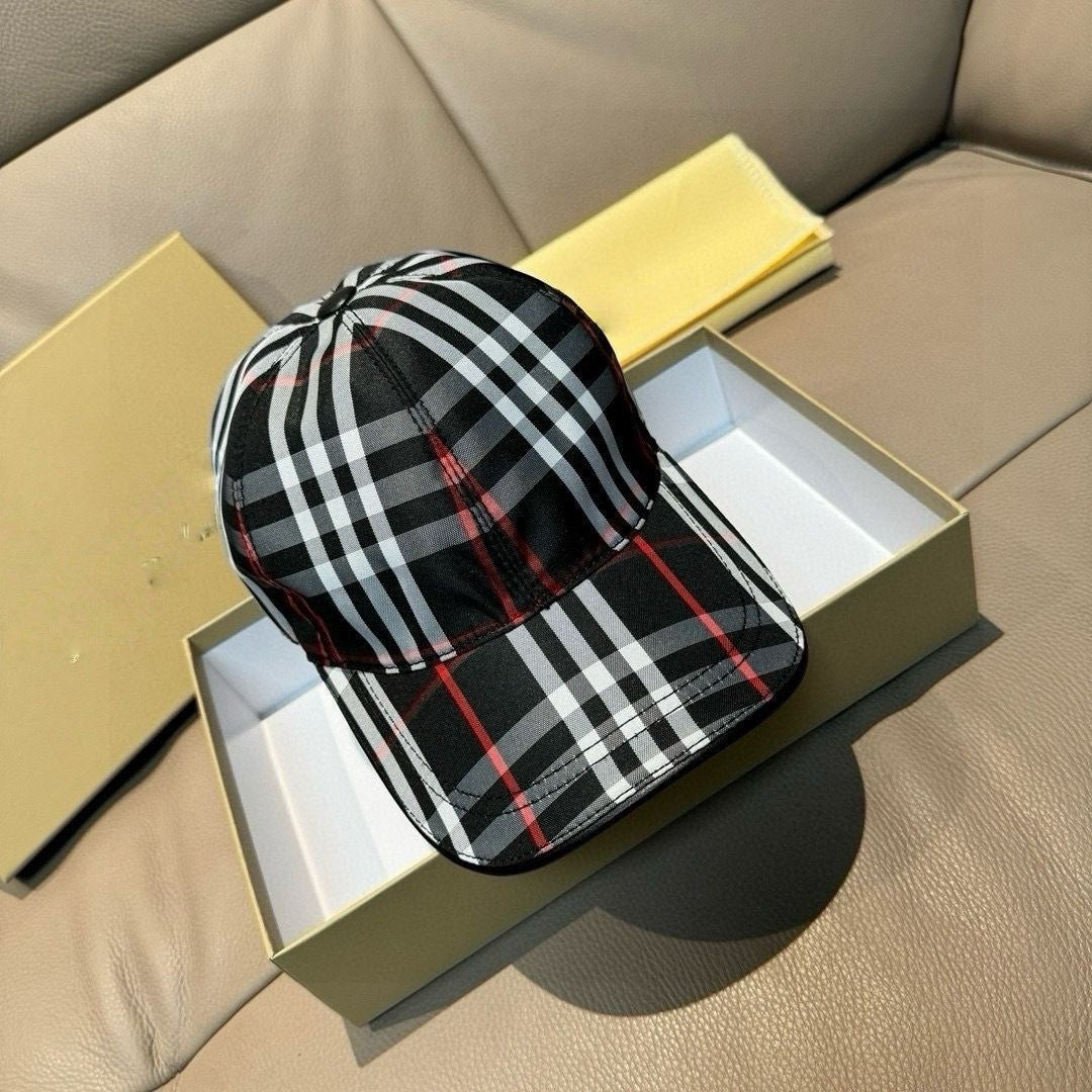 Vintage Check Print Baseball Cap