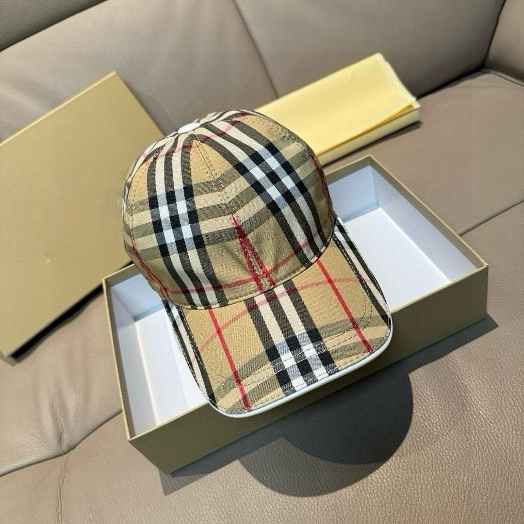 Vintage Check Print Baseball Cap