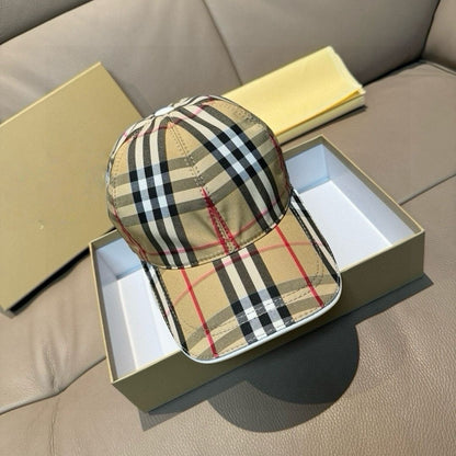 Vintage Check Print Baseball Cap