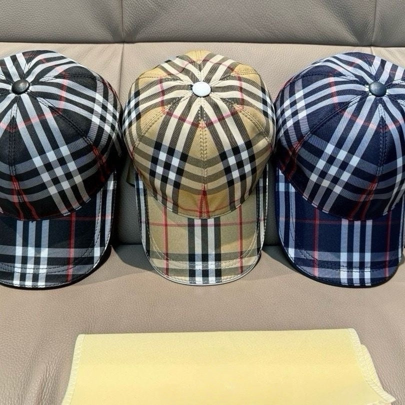 Vintage Check Print Baseball Cap