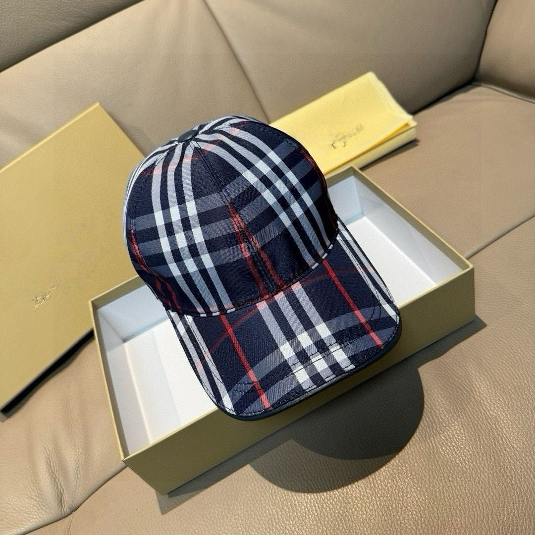 Vintage Check Print Baseball Cap