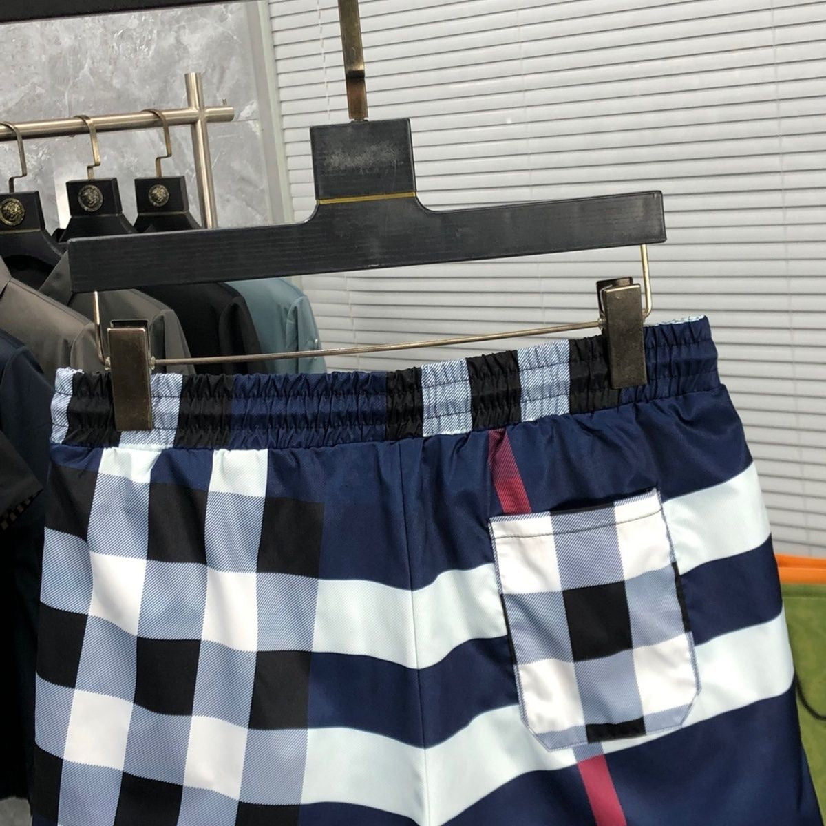 Vintage Plaid Drawstring Casual Swim Shorts