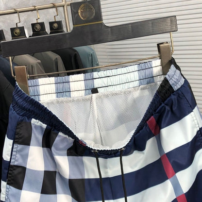 Vintage Plaid Drawstring Casual Swim Shorts