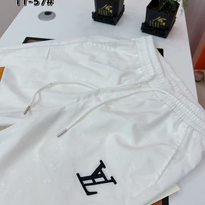 Solid & Allover Jacquard Logo Drawstring Casual Shorts