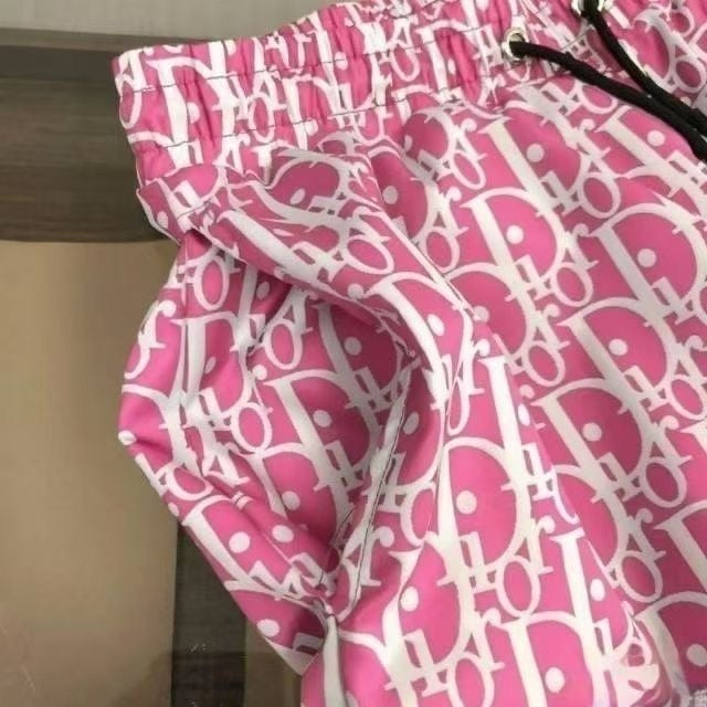 Allover Monogram Print Drawstring Casual Beach Shorts