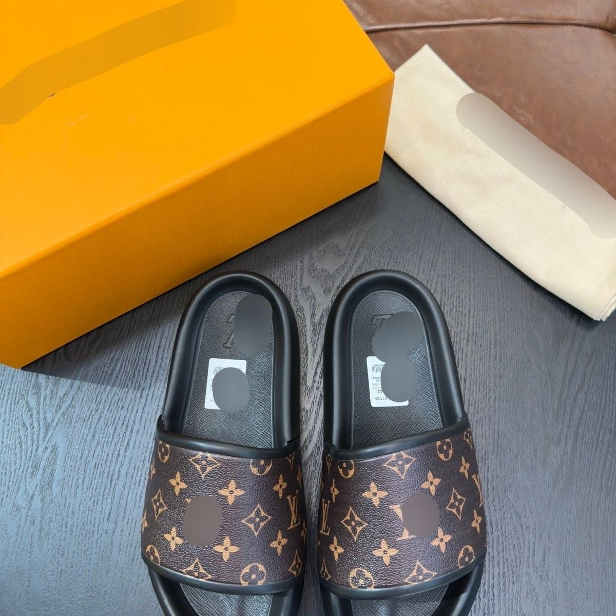 Monogram Coated Canvas Slide Sandals