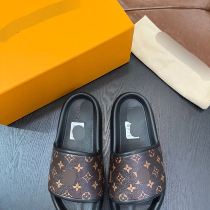 Monogram Coated Canvas Slide Sandals