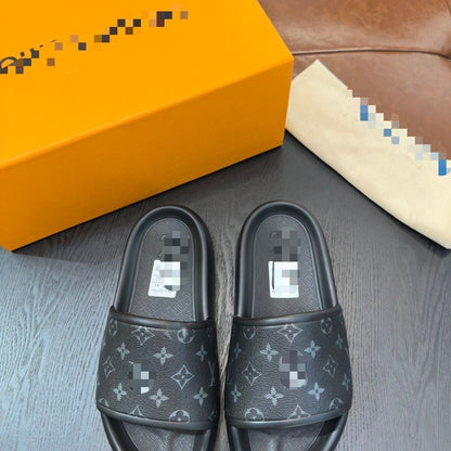 Monogram Coated Canvas Slide Sandals