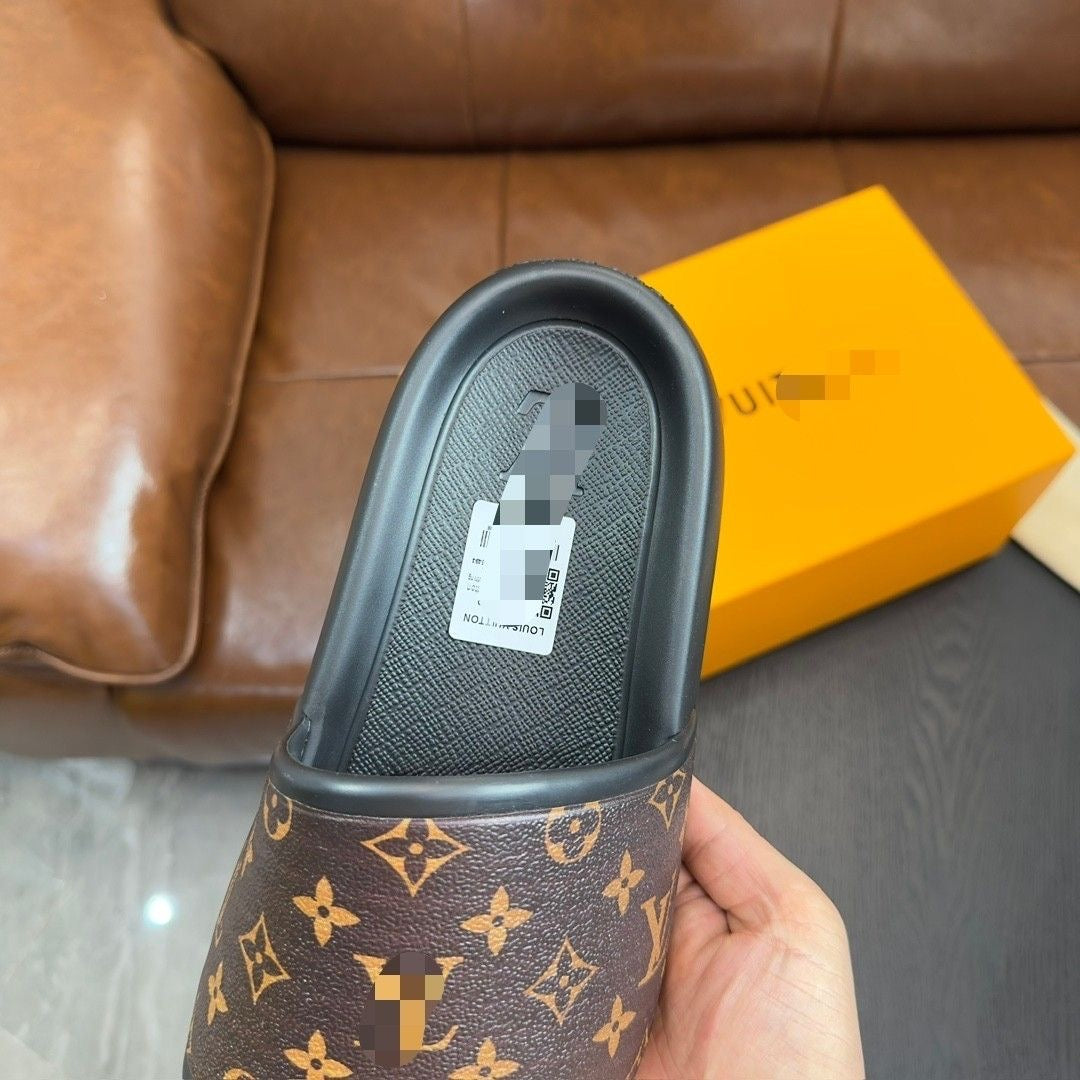 Monogram Coated Canvas Slide Sandals