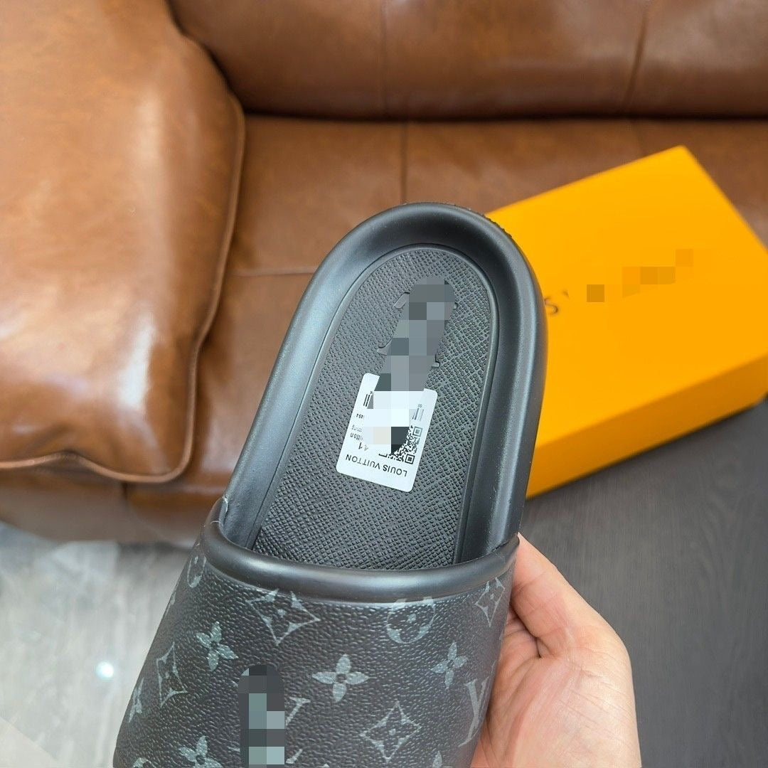 Monogram Coated Canvas Slide Sandals