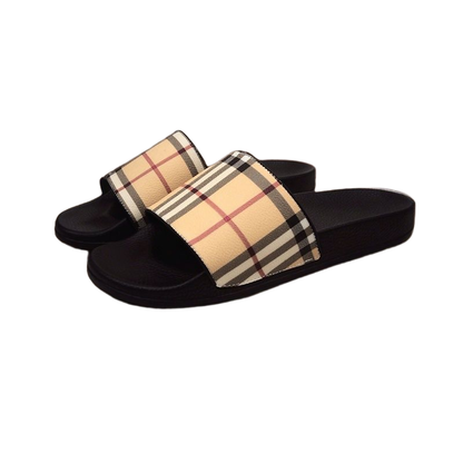 Vintage Check Leather Slide Sandals