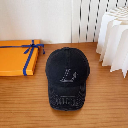 Washed Denim Letter Embroidery Distressed Baseball Cap