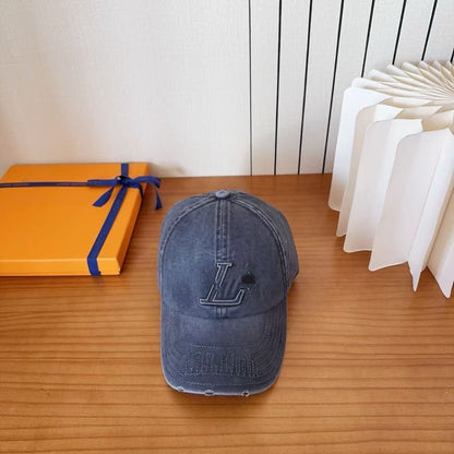 Washed Denim Letter Embroidery Distressed Baseball Cap
