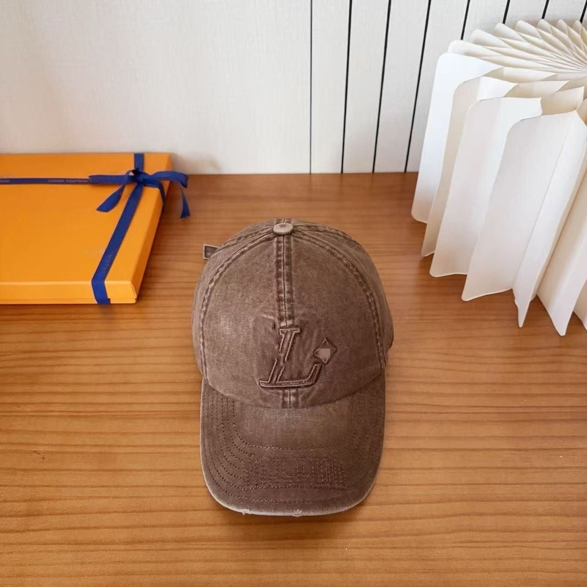 Washed Denim Letter Embroidery Distressed Baseball Cap