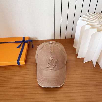 Washed Denim Letter Embroidery Distressed Baseball Cap