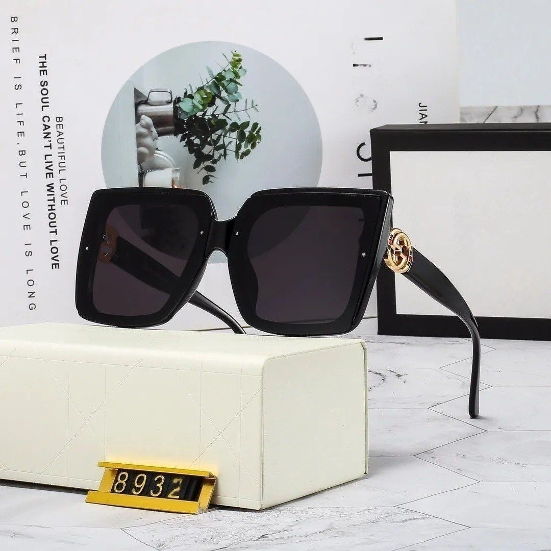 Oversized Square Gradient Lens Metal Decor Sunglasses