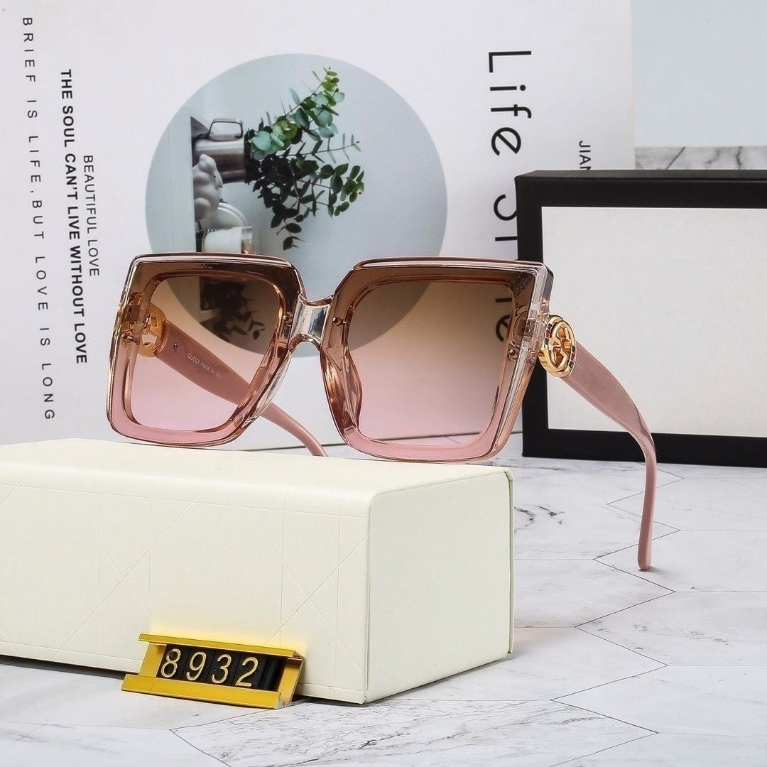 Oversized Square Gradient Lens Metal Decor Sunglasses