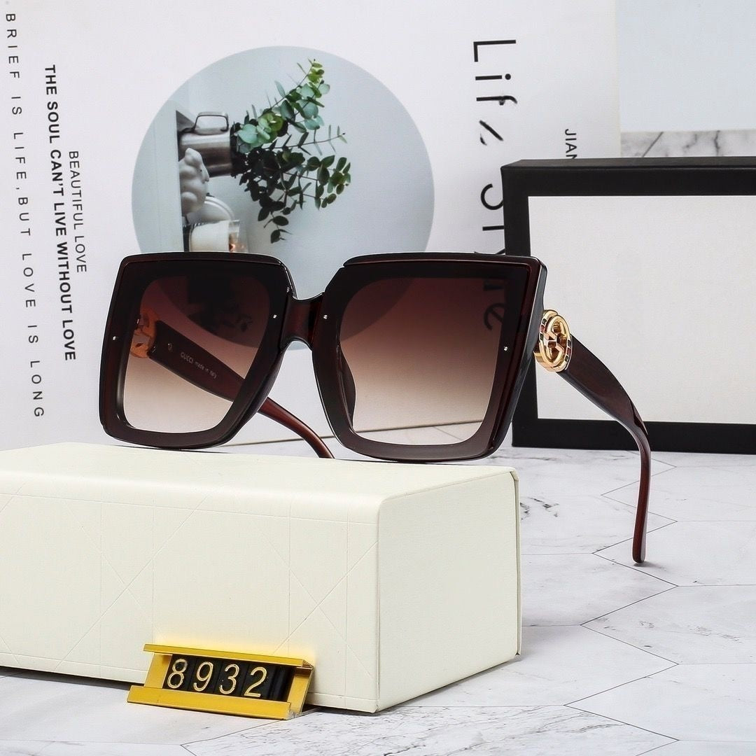 Oversized Square Gradient Lens Metal Decor Sunglasses