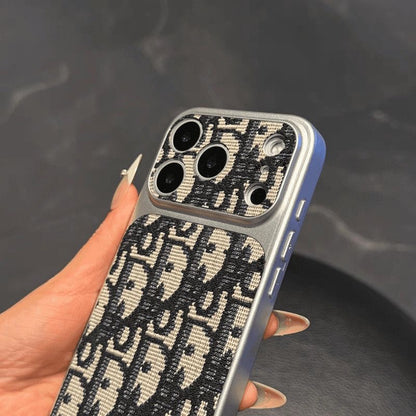 Vintage Jacquard Embroidery Silver Electroplated Frame Phone Case, Luxury Full Wrap Shockproof Cover