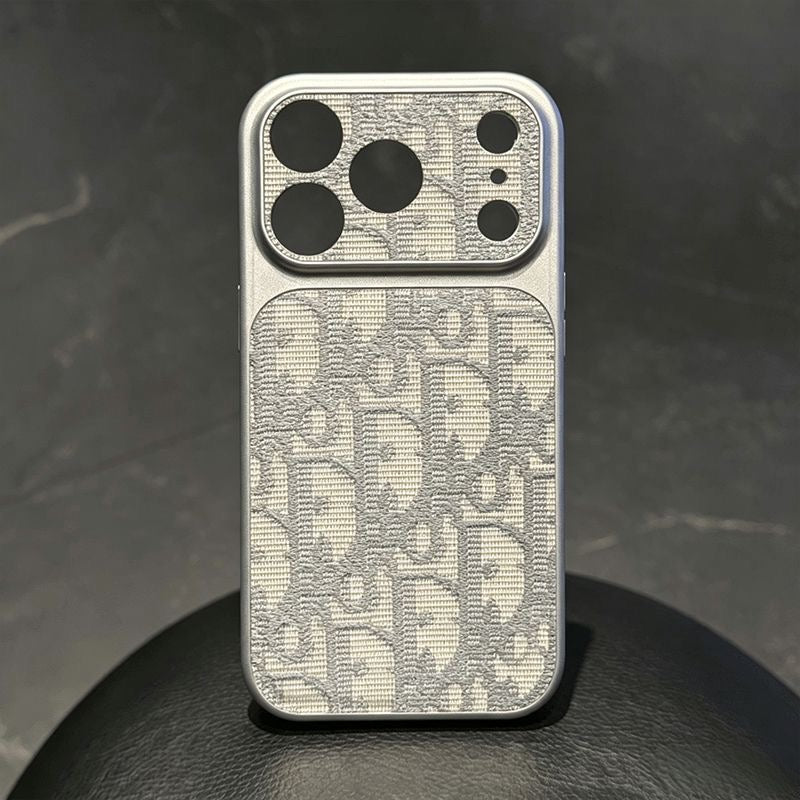 Vintage Jacquard Embroidery Silver Electroplated Frame Phone Case, Luxury Full Wrap Shockproof Cover