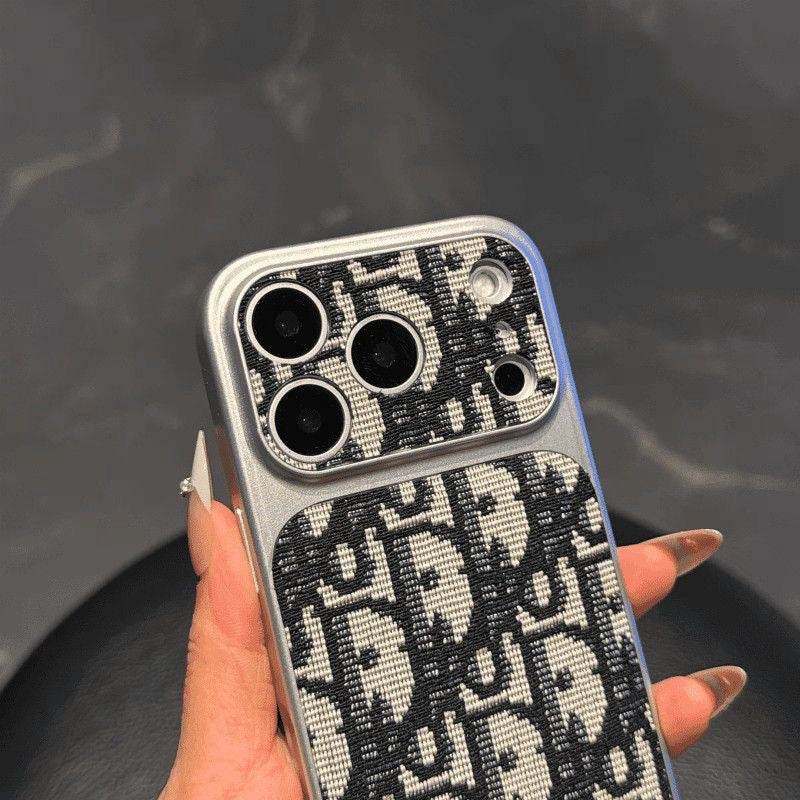 Vintage Jacquard Embroidery Silver Electroplated Frame Phone Case, Luxury Full Wrap Shockproof Cover