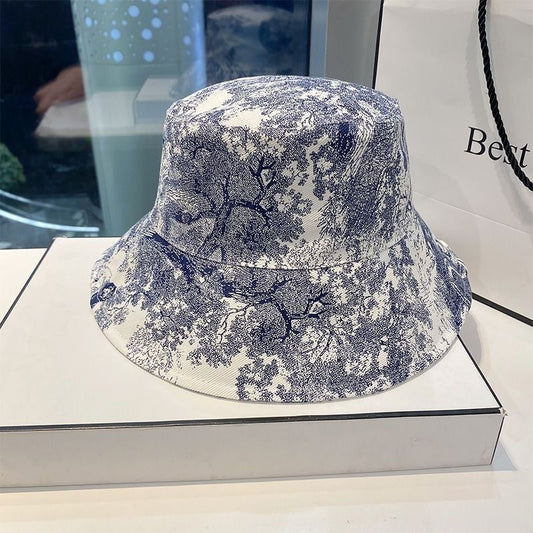 【#A209】French Jungle Sketch Print Bucket Hat